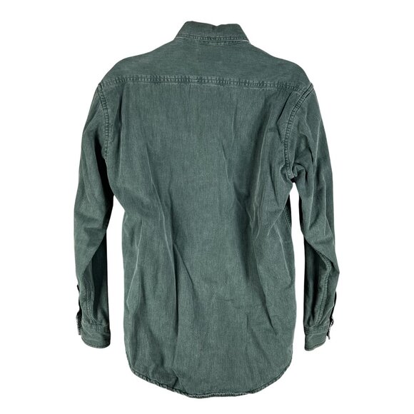L.L. Bean Mens M Green Denim Canvas Shacket Hurricane Plaid Lining Canada Made - Picture 9 of 16